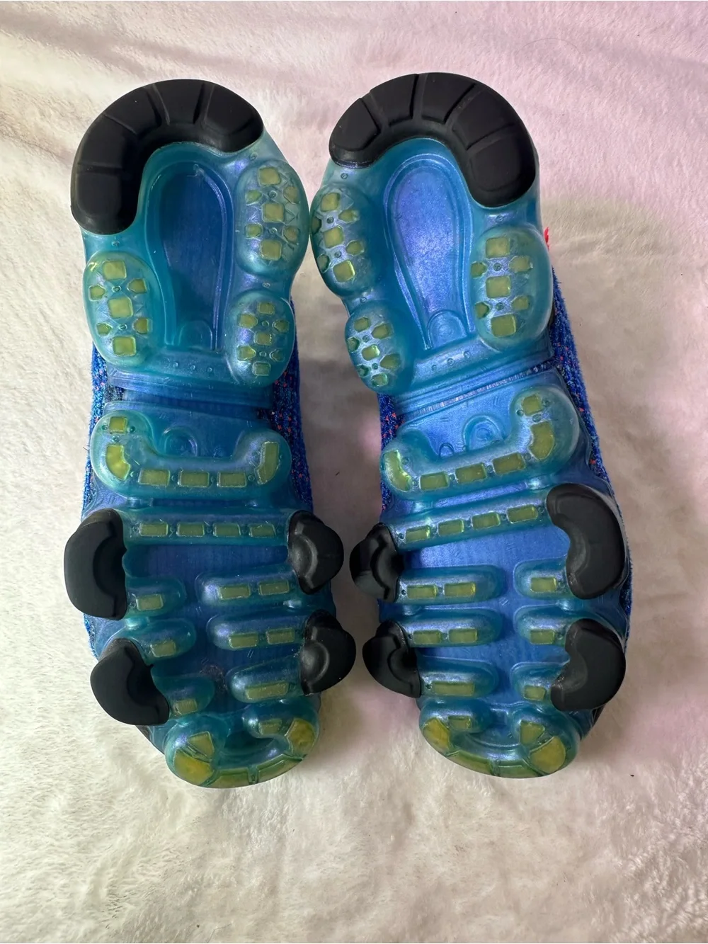 Nike Men's Blue Knit VaporMax with Orange Swoosh